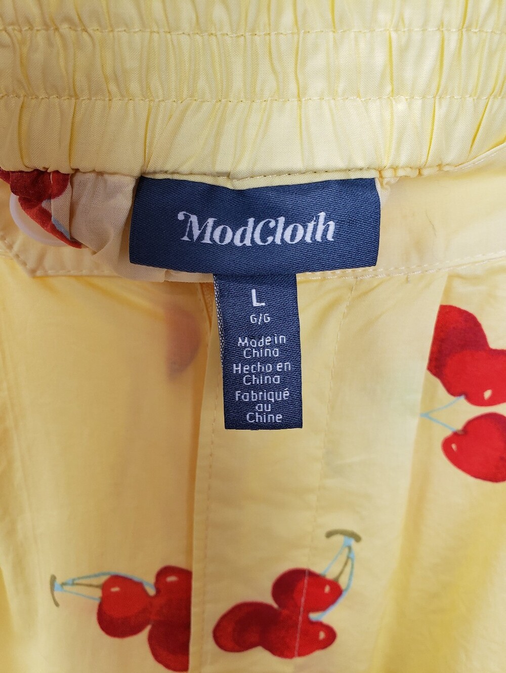 ModCloth Yellow Cherry Print Midi Skirt with Pockets Size Large - Picture 5 of 8
